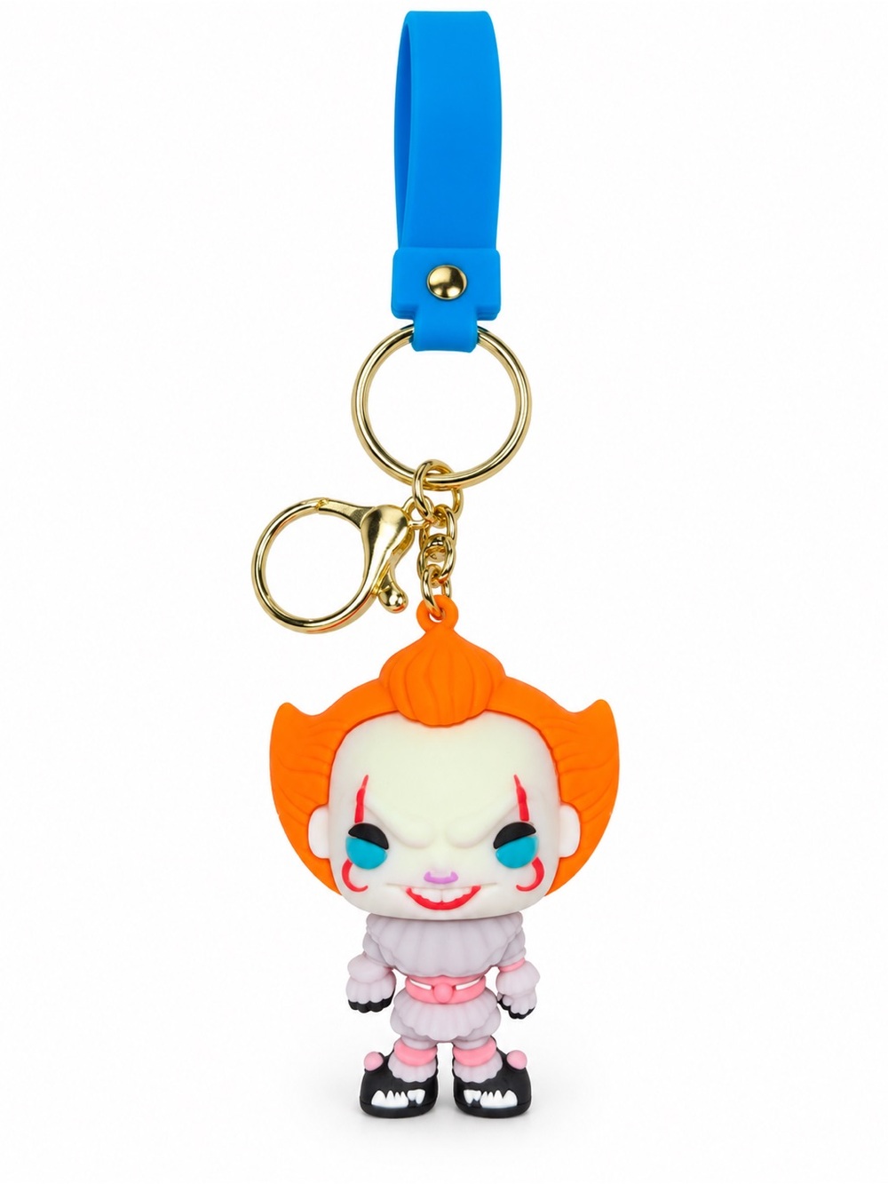 New Pennywise Inspired Clown Keychain Blue Wrist Strap Bag Charm